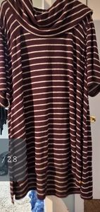 Burgandy Stripe shirt sleeved